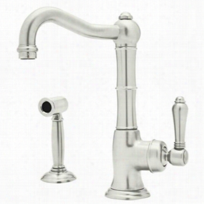 Rohl A3650-6.5lpwspn-2 Country Kitchen Single Side Porcelain Lever Bar Faucet With Sidesrpay In Polished Nickel