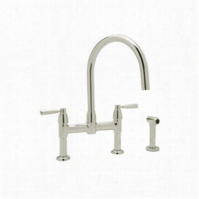 Rohl U.4273ls-2 Perrin And Rowe Lead Free Copmliant Contemporary Bridge Kitchen Faucet With Lever Handles And Sidespray