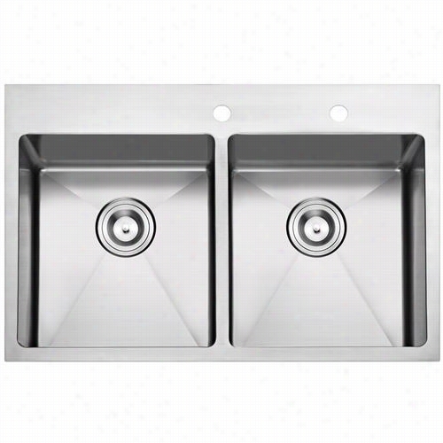 Stufurhome Nw-3322do 33"" Overmount 2 Hole Double Bowl Kitchen Sink