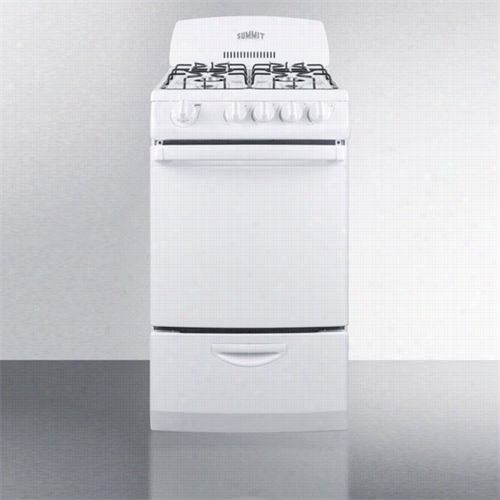 Summit Rg200w 20""w Gas Range In White With Electronic Ignition And High Backguard