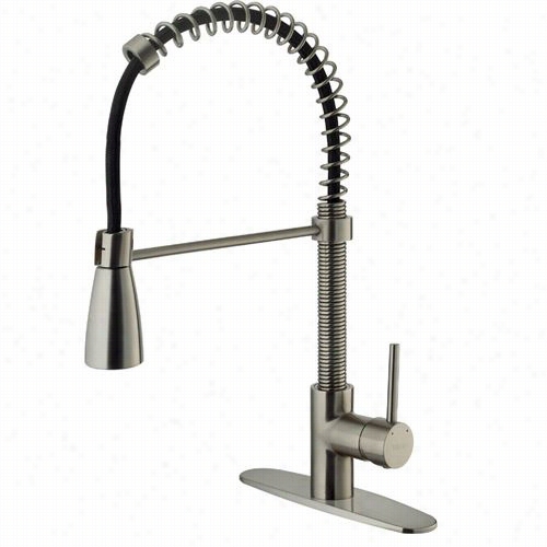 Vigo Vg02003stk1 18-3/4"" Hpull Out Foam Kitchen Faucet In Stainless Steee With Deck Plate