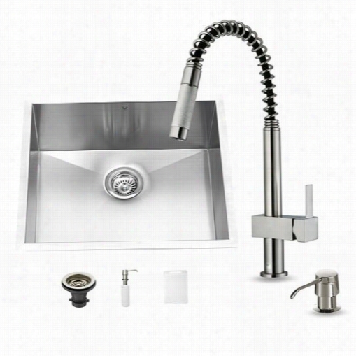 Vio Vg15024 Undermount Kitchen Sink, Faucet And Dispenser In Stainless Steel With 17-3/4"&qot;h Spout