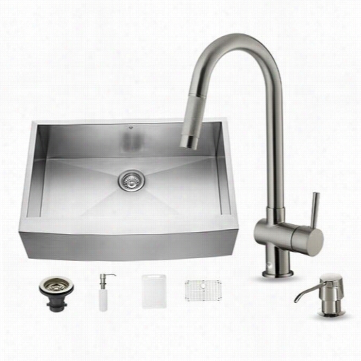 Vgio Vg15127 All In Single 33&uot;" Farmhouse St In Less Steeel Kitchen Sink And Vg20008st Faucet Set