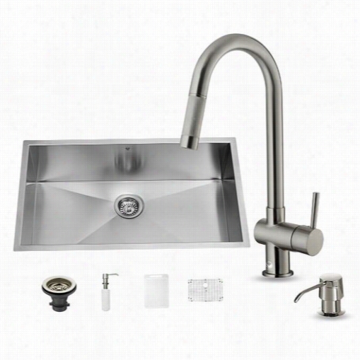 Vgio Vg15150 All In One 32"" Undermount Staiinless Steel Ki Tchen Sink And Faucet Set