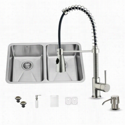 V1go  Vg15229 All In One 29"&wuo;t Undermoun Ts Inless Steel Double B Owl Kitchen Sink And Faucet Set