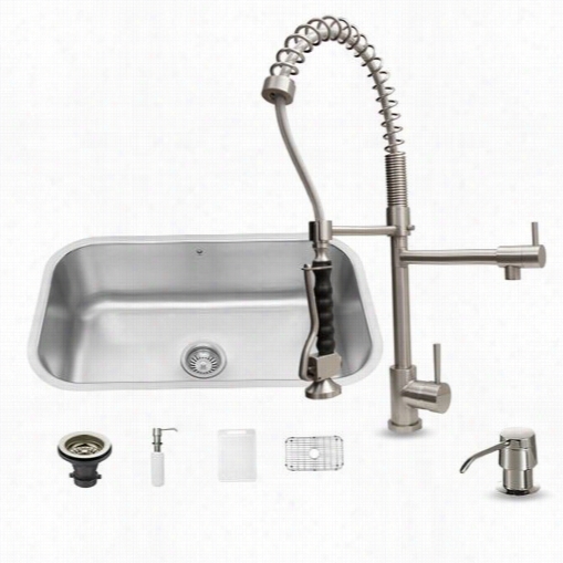 Vigo Vg15282 All In One 30"" Undermount Sta Inless Steel Kitchen Ink And Faucet Set