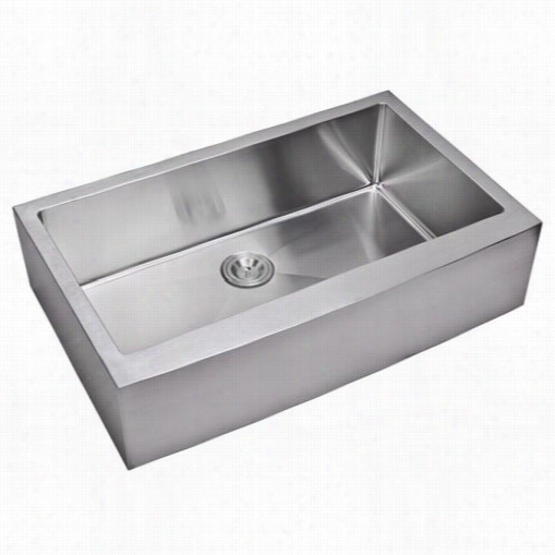 Water Creation Ss-as-3622b 36"" X 22"" 15 Mm Corner Radius Single Bowl Stainless Steel Hand Made Apron Front Kitchen Sink