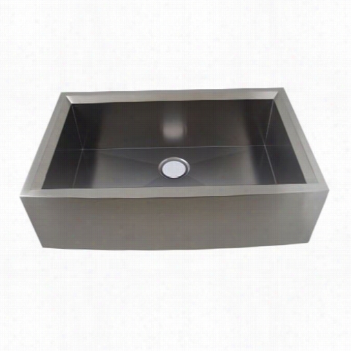 Wate Creation Ss-u-3321b 33"" X 21"" Zero Radius Single Bowl Spotless Steel Hand Made Aprn Front Kitchen Sink With Beveled Wall In Premium Brushed Satin