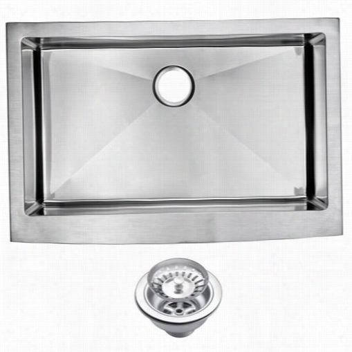 Water Creafion Sss-as-3322b 33""  X 22"" 15 Mm Corner Rdaiuss Ingle Bowl Stainless Steel Hand Made Appron Front Kitchen Sink With Drain And Strainer