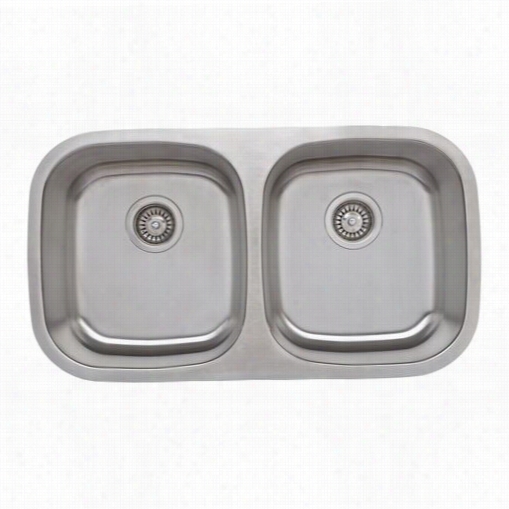 Wells Sinkware Cmu3318-88- 1craftsmen 32-1/2&"" X 18 -1/8"" X 8-1/4"" 18 Gauge Double-bowl Topmount Stainless Steel Sink Kit