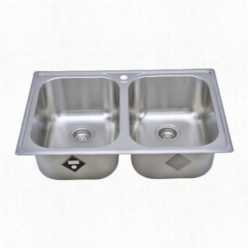 Wells Sinkwar Glt3322-99lg Chicago 33"" X 2"" X 9-1/8"" Double-bowl Topmont Stainless Knife Drain