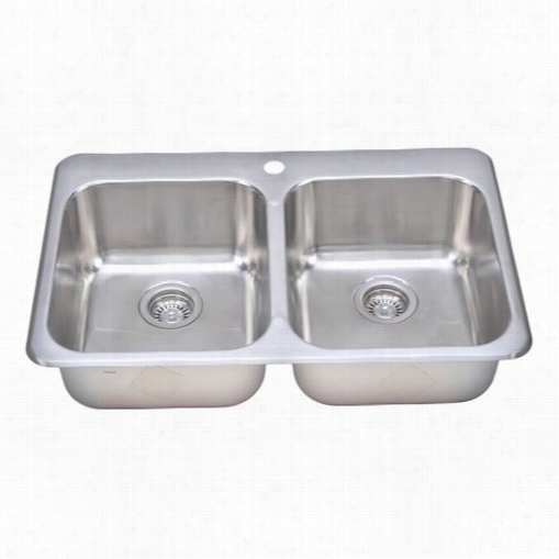 Wlls Sinkware Tot3221-88 Toronto 31-1/2"" X 20-5/8"" X 8"" Double-bowl Topmount Stainless Steel Sink