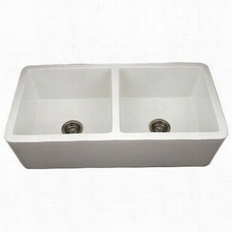 Whitehaus Wh 3719 Farmhaus Duet Revesrible Double Bowl Fierclay Sink With Smooth Ffront Apron