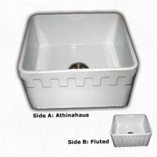 Whitehaus Whflatn2018 20"" Reversible Fireclay Sink With Athinahaus Front Apron