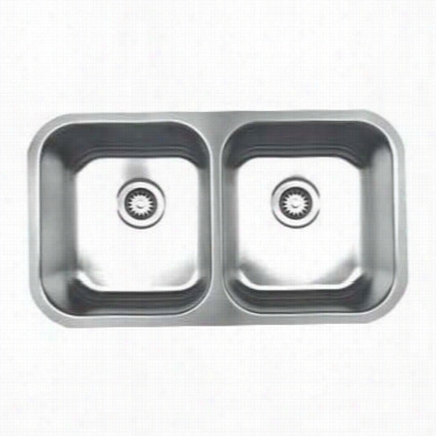 Whitehaus Whnedb3118 Noah's 31-3/8"" Double Bowl Undemount Sink In Brusheed Stainless Steel