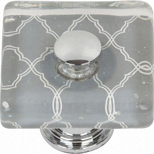 Atlashomewares 3234--ch Quatrefoil Glas Squarek Nob In Polished Chrome