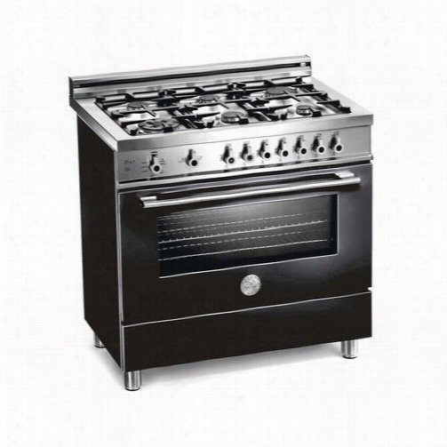 Bertazzoni Pro366gasne Pro 36""  Gas Range In Nero Black With 6 Brass Burners