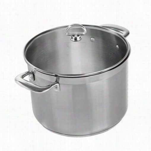 Chantal Slinn33-240 Induction 21 Steel Brushed Stainless Steel 8q. Stockpot With Glass Cover