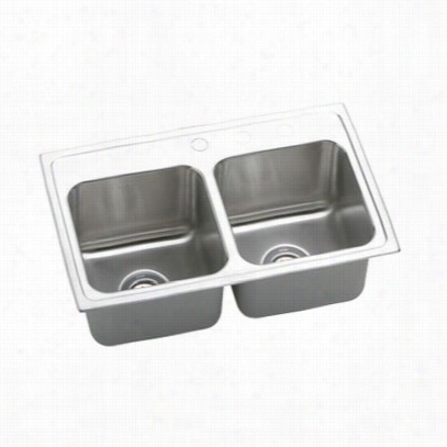 Elkay Lr2918100 Lustretone 2&9quot;;" Top Moun Tdouble Bowl Stainless Steel Sink