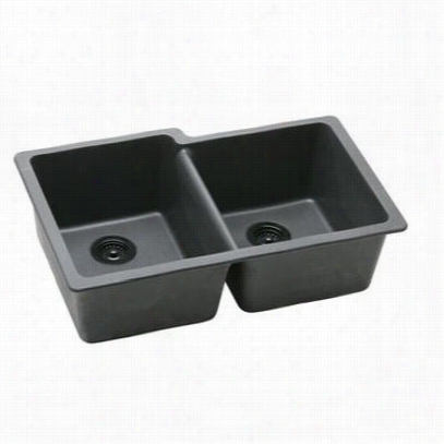 Elkay Elgu250rbk0 Gourmet 33"" Undermount Doble Hollow Ranite Sink Black