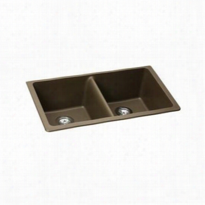 Elkay Elgu3322mc0 Gourmet 18-1/2"" Undermount Double Bowl Granite Sink Mocha