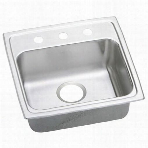 Elkay Lrad1918403 Lustertone 4"" Top Mpunt Single Obwl 3 Hole Stainless Steel Sink