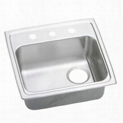 Elkay Lradq191860r3 Lustertone 6"" Top Mount Single Bowl 3 Hole Right Drain Stainless Harden Sink