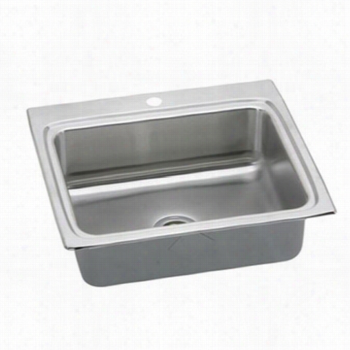 Elkay Lrq25221 Lustertone 25"" Top Mount Single Bowl 1 Hole Stainless Steel Sink