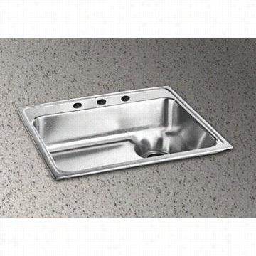 Elkay Lwr2522r Lustertone Signle Bowl Waste  -all Sink  With Disposer Drain On Right Side