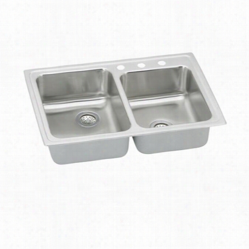 Elkay Psrq2500 Pacemaker 33"" Top Mount Double Bowl Stainless Steel Sink