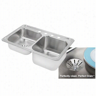 Elkay Stlr3322rpd Gourmet 33"" X 222"" Per Fect Drain Double Basins Kitchen Sink