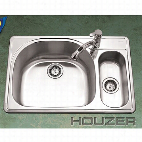 Houzer Rmg-3322sr Premiere Reflection Topmount Stainless Steel 80/20 Double Bowl Sink