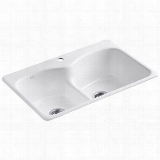 Kohler K-6626-1 Langlade 1 Hole Smart Divide Self Rimming Double Basin Kitchen Sink