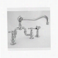 Newport Brass 9452-1 Doube Handle Bridge Kitcen Faucet With Metal Cross Handles And Sidespray