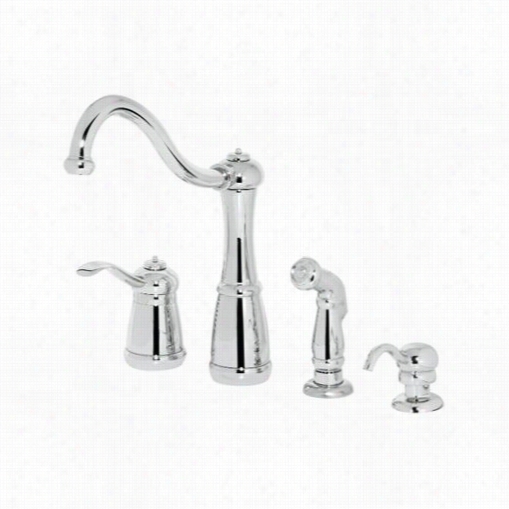 Pfister Tg26-4ncc Marielle 4 Hole Kitchen Aucet In Polished Chrome With S Pray And Soap Dispenser