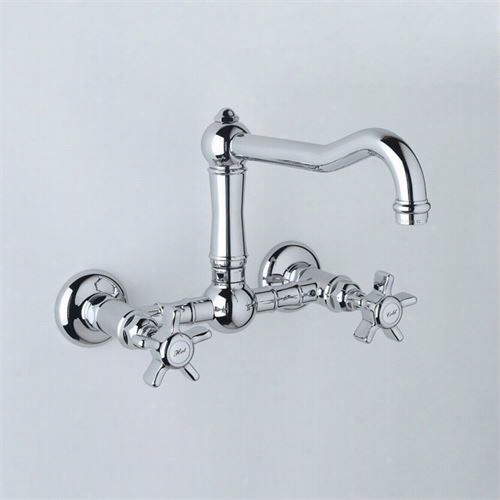 Rohl A145 6x Country Kitchen Wall Mouunted Bridge Faucet With Five Spoke Handles