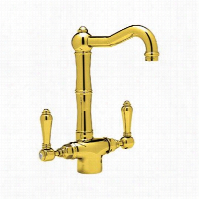 Rohl A1680lpib-2 Country Double Porcelain Elver Handle Bar Faucet In Inca Brass