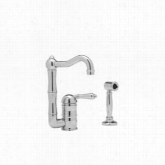 Rohl A3608-6.5lpws Cuntry Kitchen Low Lead Shoal Faucet With Porcelain Lever Handle An Sidespray