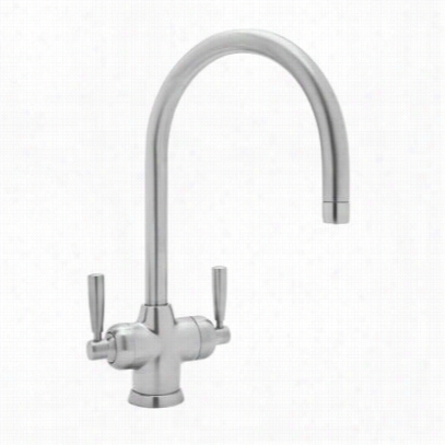 Rohl U.1435ls-apc-2 Contemporary Mimas Two Lever Handle Kitchen Fuacet In Polkshed Chrome With ""c"" Spout No Sidespray