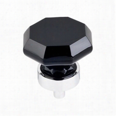 Top Knobs Tk17pc Crystal 1-3/8"" Black Octogan Crystal Knob With Polished Chrome Base