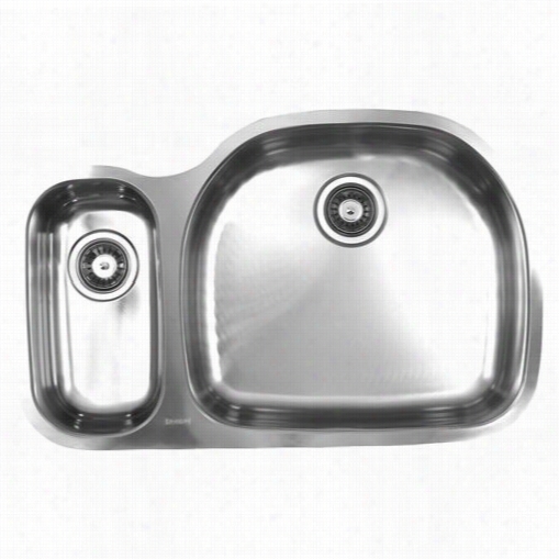 Ukinox D537.70.30.10r 32"" X 17""x 10"" 70/30 Double Basin Stainless Steel Undermount Kitchen Snk