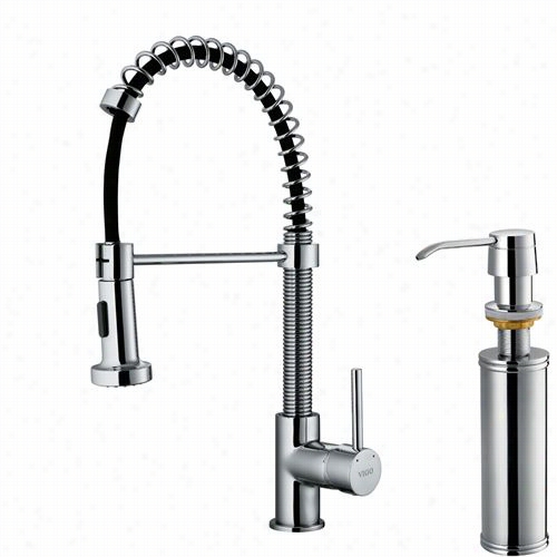 Vigo Vg02001chk2 Pull Out Spray Kitcheen Faucet In  Chrome With Soap Dispenser