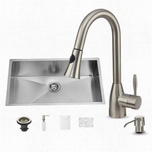 Vigo V15049 Undermount Sttainldss Steel Kitchen Sink With Fa Ucet, Grid, Strainer And Dispenser