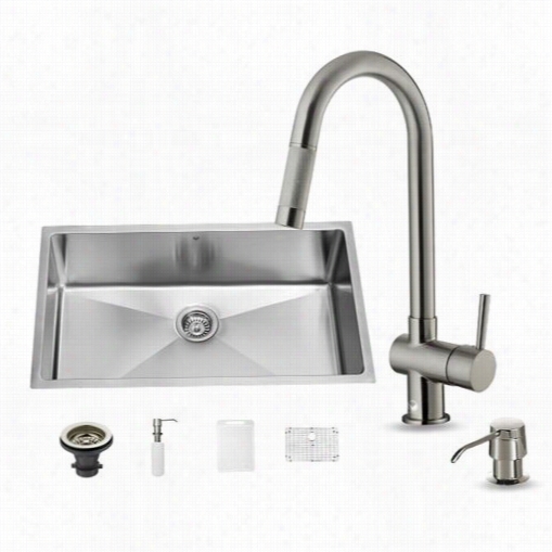 Vigo Vg15166 All In The Same 32"" Undermount Stainless Steel Kitchen Sink And Faucet Set