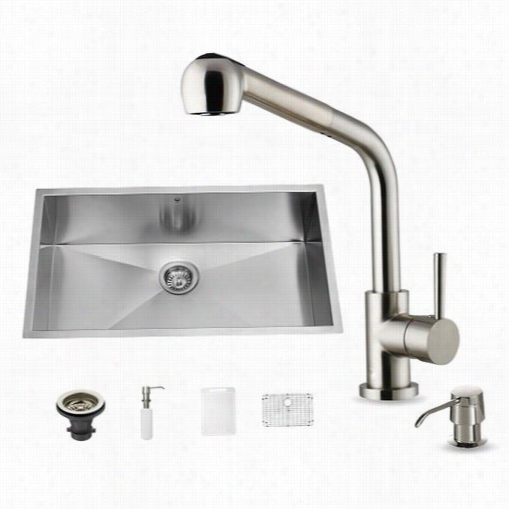 Vigo Vg15248 All In One 30"" Undermount Stainless Steel Kitchen Sinka Nd Faucet Set