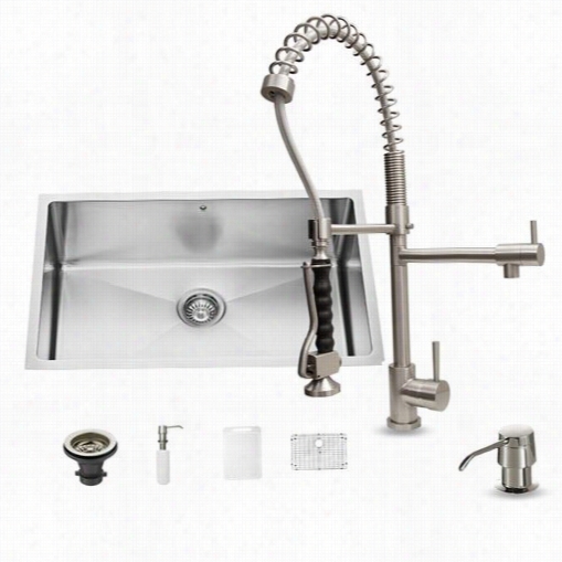 Vigo Vg15252 All In One30"" Ndermount Unsullied Steel Kitchen Sink Nd Faucet Set