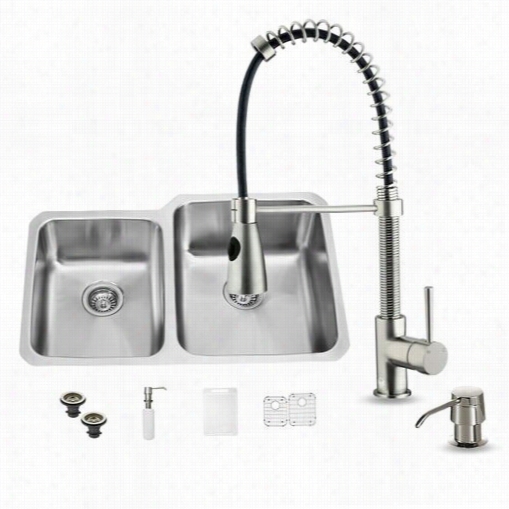 Vgo Vg15316 All In One 32"" Undermount Stainless Steel Kitchen Sink And Faucet Set