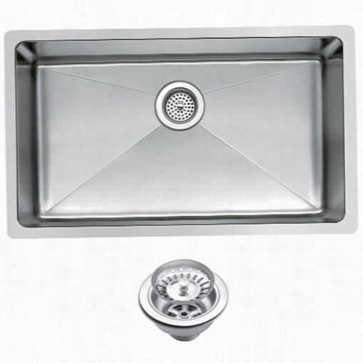 Water Creation Sss-u-3018b 30"" X 18""  Single Bowl Stainless Armor Hand Made Undermount Kiitchen Sink  Wthcoved Corners, Drain And Strainer