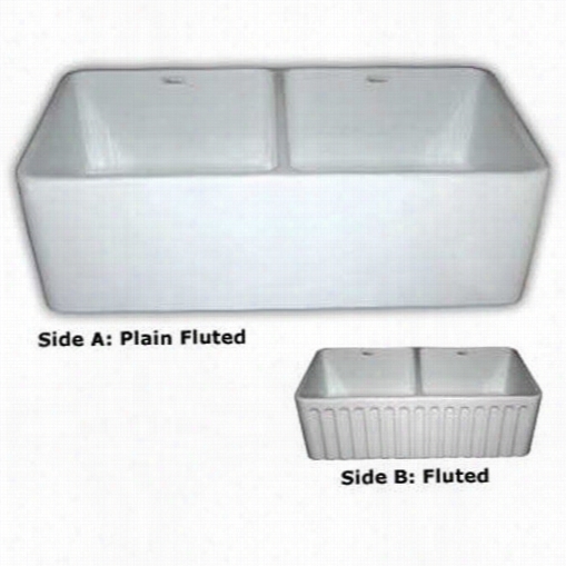 Whiteh Aus Whflpln3318 34"" Reevrsible Fireclay Sink With Ease Front Apron