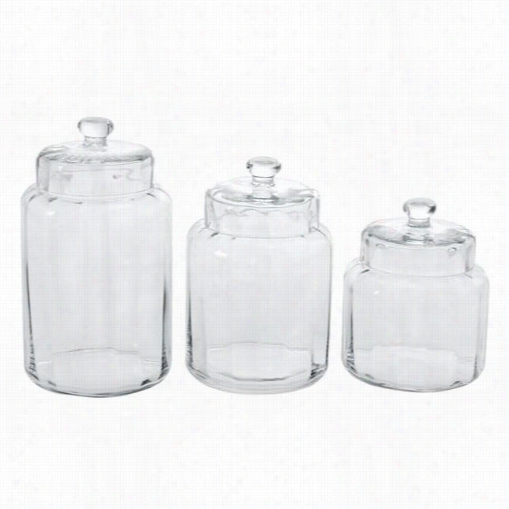 Woodland Imports 61373 Simple Glass Container Jar Set For The Kitchen